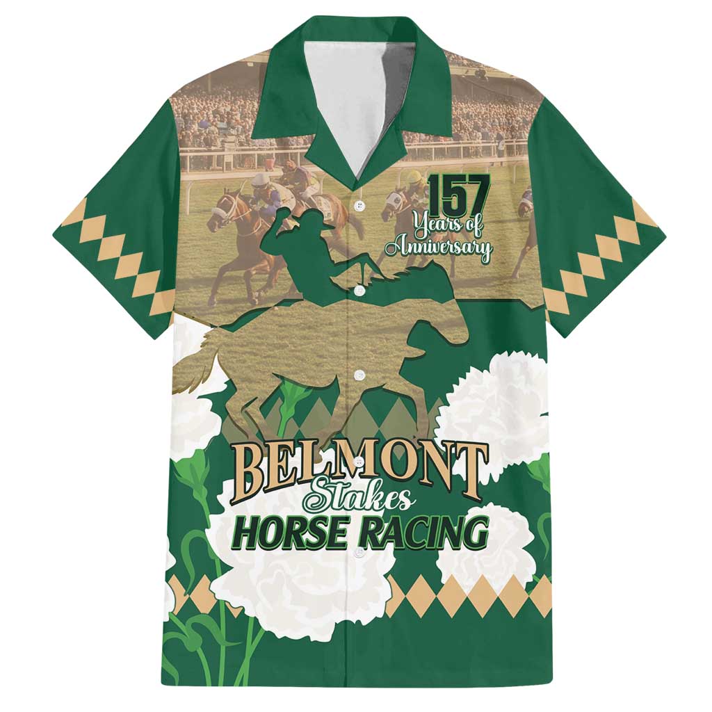 Personalized Belmont Horse Racing Family Matching Long Sleeve Bodycon Dress and Hawaiian Shirt 157th Anniversary Run For The Carnations