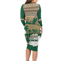 Personalized Belmont Horse Racing Family Matching Long Sleeve Bodycon Dress and Hawaiian Shirt 157th Anniversary Run For The Carnations