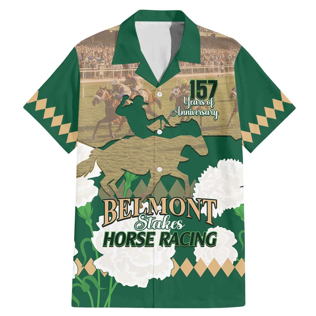Personalized Belmont Horse Racing Family Matching Mermaid Dress and Hawaiian Shirt 157th Anniversary Run For The Carnations