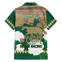 Personalized Belmont Horse Racing Family Matching Off The Shoulder Long Sleeve Dress and Hawaiian Shirt 157th Anniversary Run For The Carnations