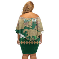 Personalized Belmont Horse Racing Family Matching Off Shoulder Short Dress and Hawaiian Shirt 157th Anniversary Run For The Carnations