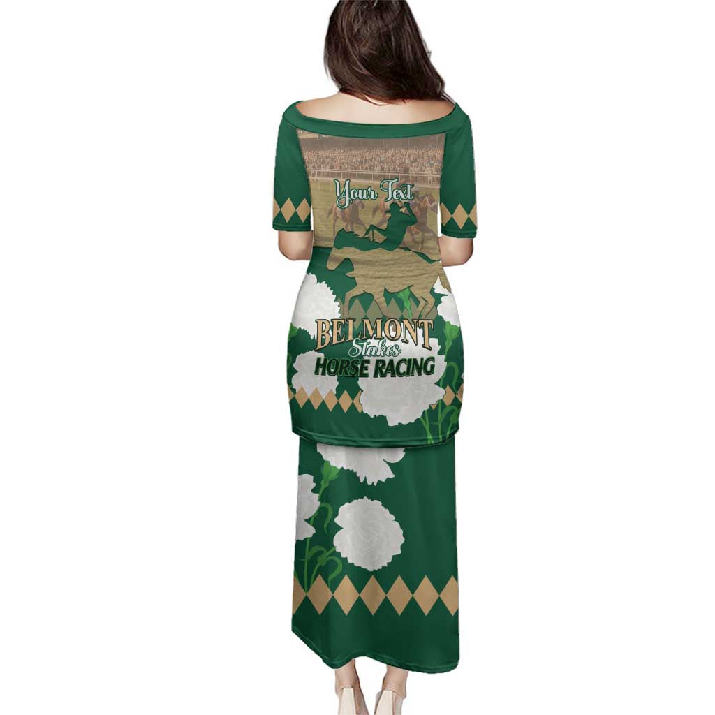 Personalized Belmont Horse Racing Family Matching Puletasi and Hawaiian Shirt 157th Anniversary Run For The Carnations