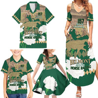 Personalized Belmont Horse Racing Family Matching Summer Maxi Dress and Hawaiian Shirt 157th Anniversary Run For The Carnations
