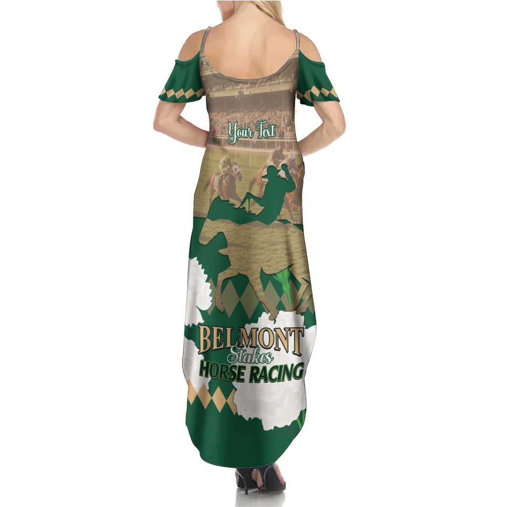 Personalized Belmont Horse Racing Family Matching Summer Maxi Dress and Hawaiian Shirt 157th Anniversary Run For The Carnations