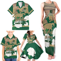Personalized Belmont Horse Racing Family Matching Tank Maxi Dress and Hawaiian Shirt 157th Anniversary Run For The Carnations