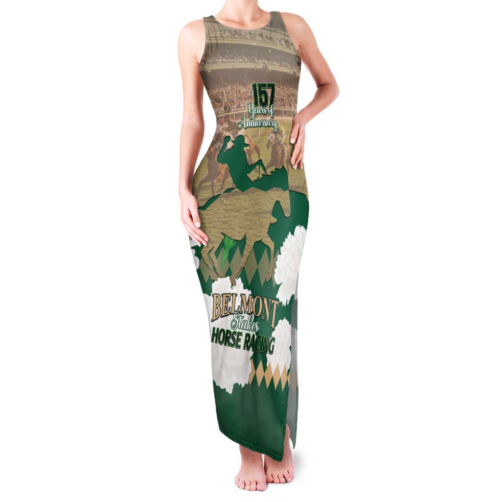 Personalized Belmont Horse Racing Family Matching Tank Maxi Dress and Hawaiian Shirt 157th Anniversary Run For The Carnations