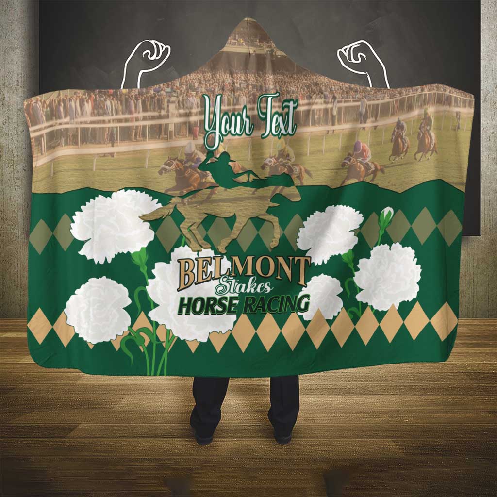 Personalized Belmont Horse Racing Hooded Blanket 157th Anniversary Run For The Carnations