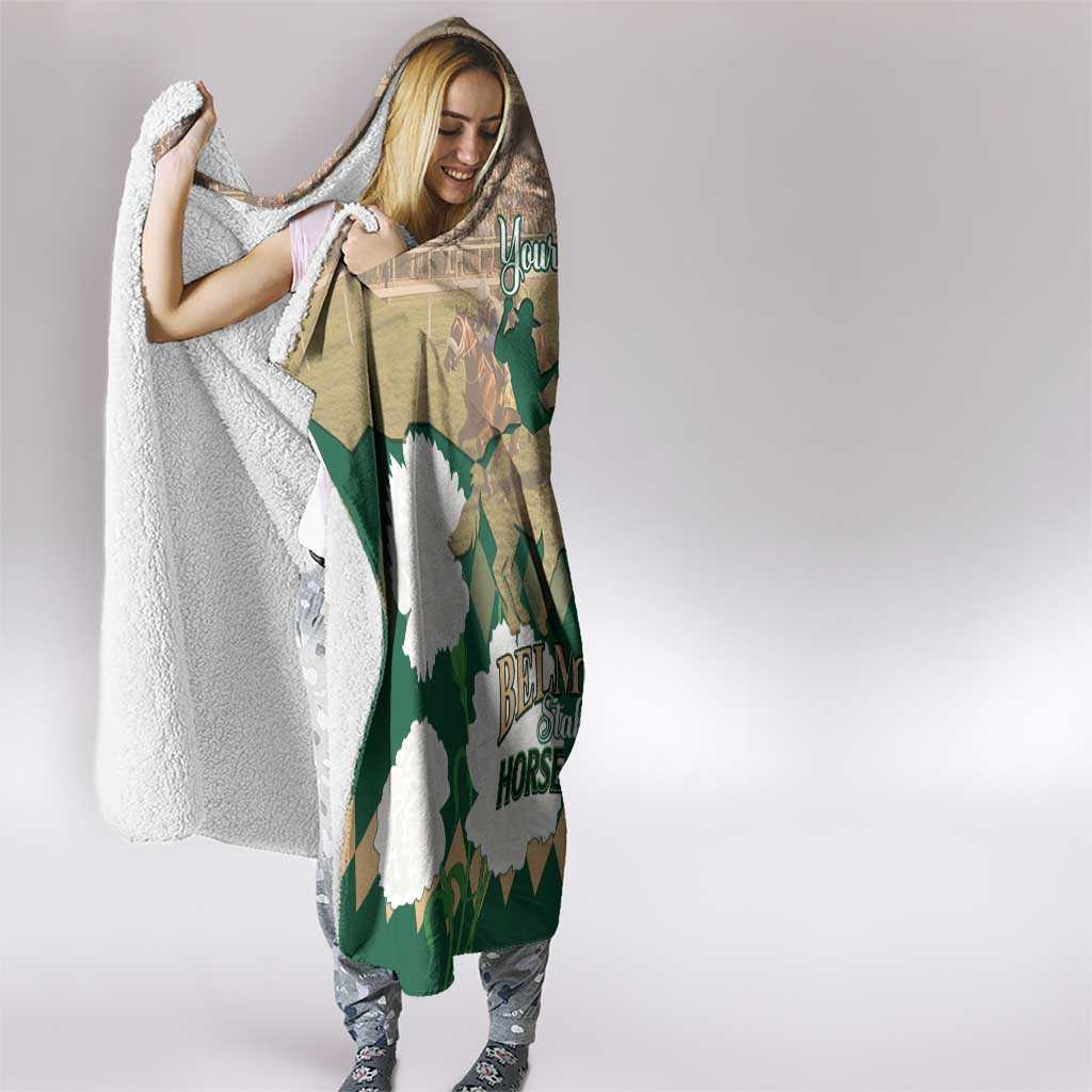 Personalized Belmont Horse Racing Hooded Blanket 157th Anniversary Run For The Carnations