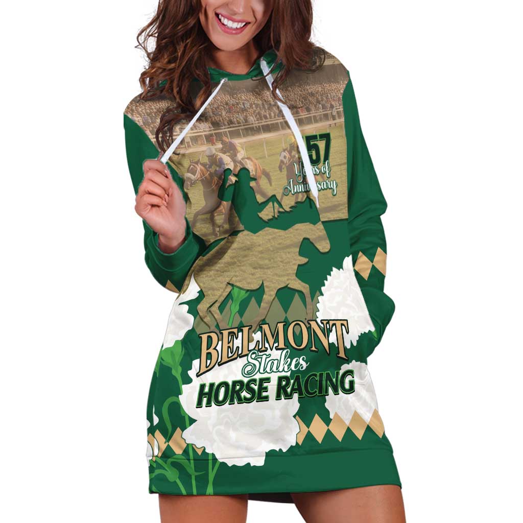 Personalized Belmont Horse Racing Hoodie Dress 157th Anniversary Run For The Carnations
