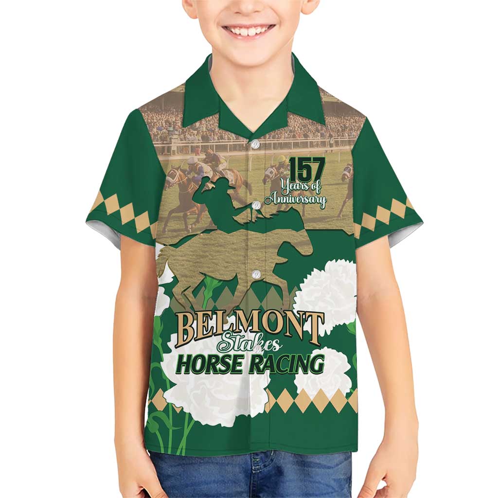 Personalized Belmont Horse Racing Kid Hawaiian Shirt 157th Anniversary Run For The Carnations