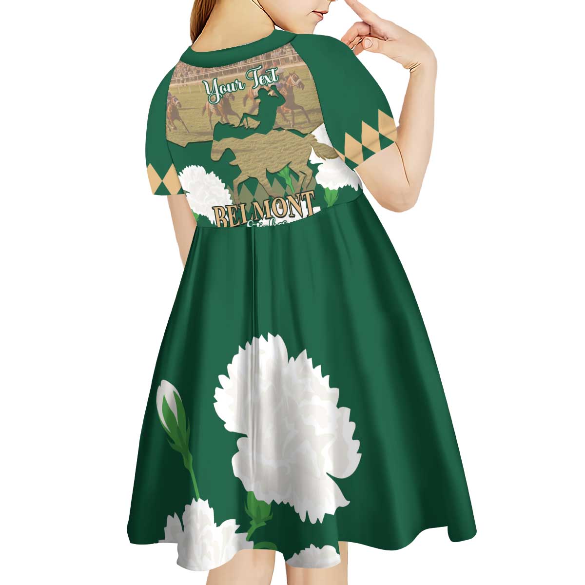 Personalized Belmont Horse Racing Kid Short Sleeve Dress 157th Anniversary Run For The Carnations