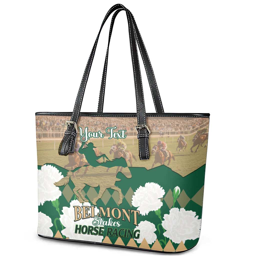 Personalized Belmont Horse Racing Leather Tote Bag 157th Anniversary Run For The Carnations