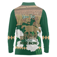 Personalized Belmont Horse Racing Long Sleeve Polo Shirt 157th Anniversary Run For The Carnations
