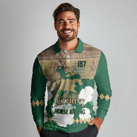 Personalized Belmont Horse Racing Long Sleeve Polo Shirt 157th Anniversary Run For The Carnations