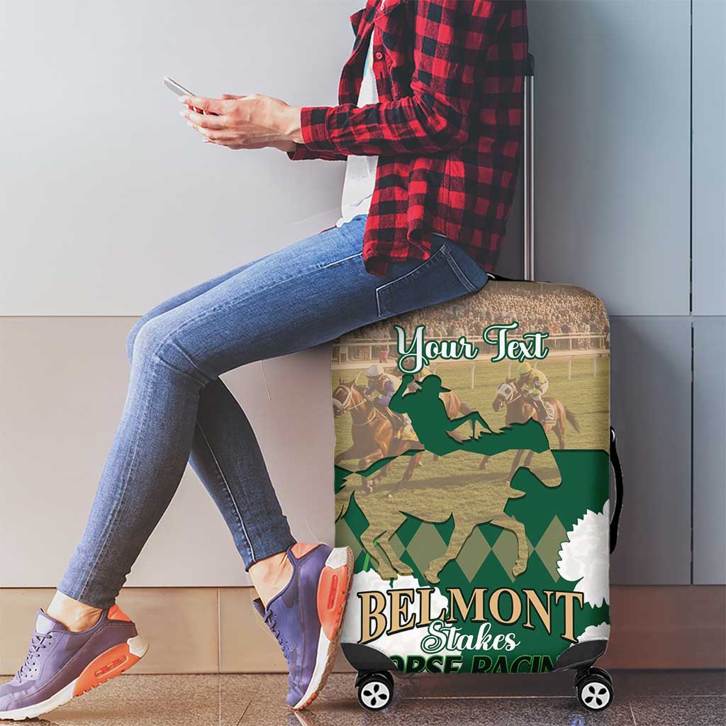 Personalized Belmont Horse Racing Luggage Cover 157th Anniversary Run For The Carnations