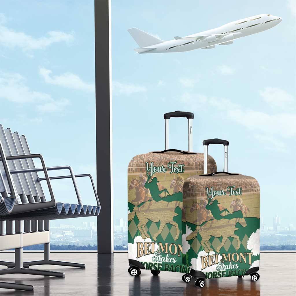 Personalized Belmont Horse Racing Luggage Cover 157th Anniversary Run For The Carnations