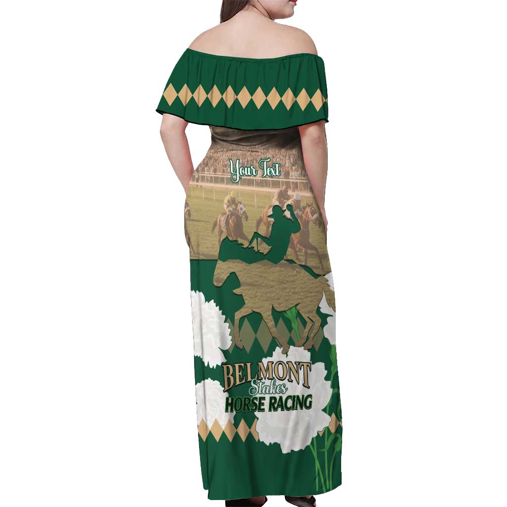 Personalized Belmont Horse Racing Off Shoulder Maxi Dress 157th Anniversary Run For The Carnations