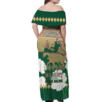 Personalized Belmont Horse Racing Off Shoulder Maxi Dress 157th Anniversary Run For The Carnations