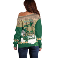 Personalized Belmont Horse Racing Off Shoulder Sweater 157th Anniversary Run For The Carnations