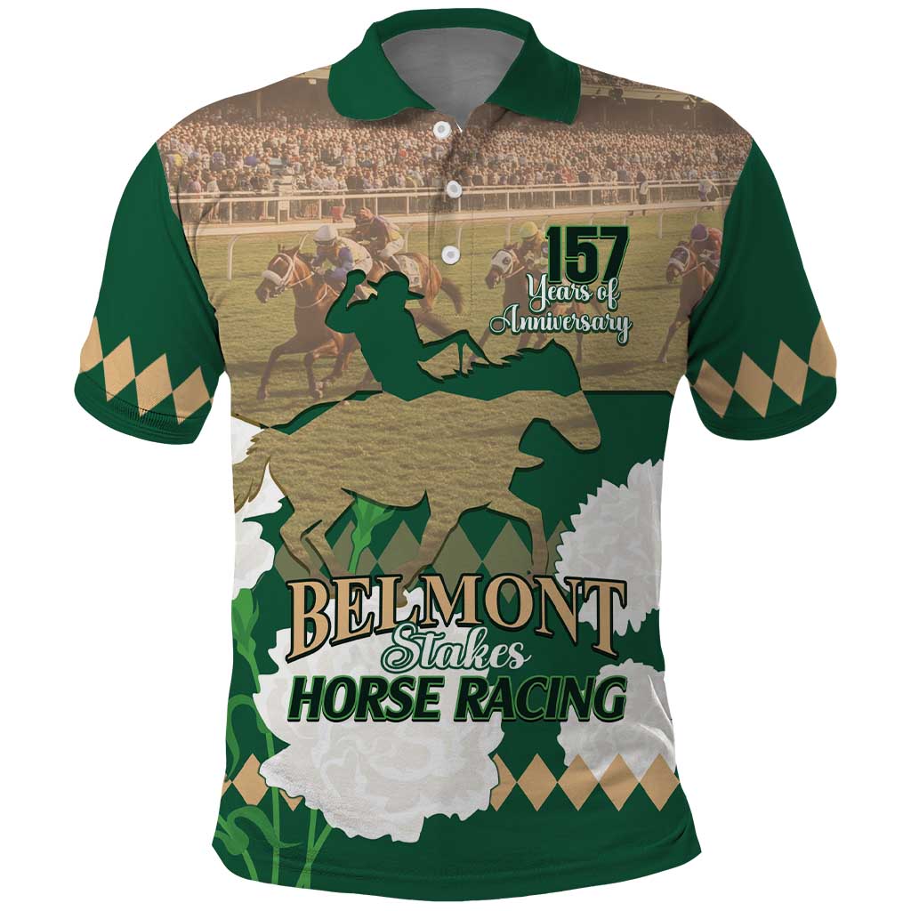 Personalized Belmont Horse Racing Polo Shirt 157th Anniversary Run For The Carnations