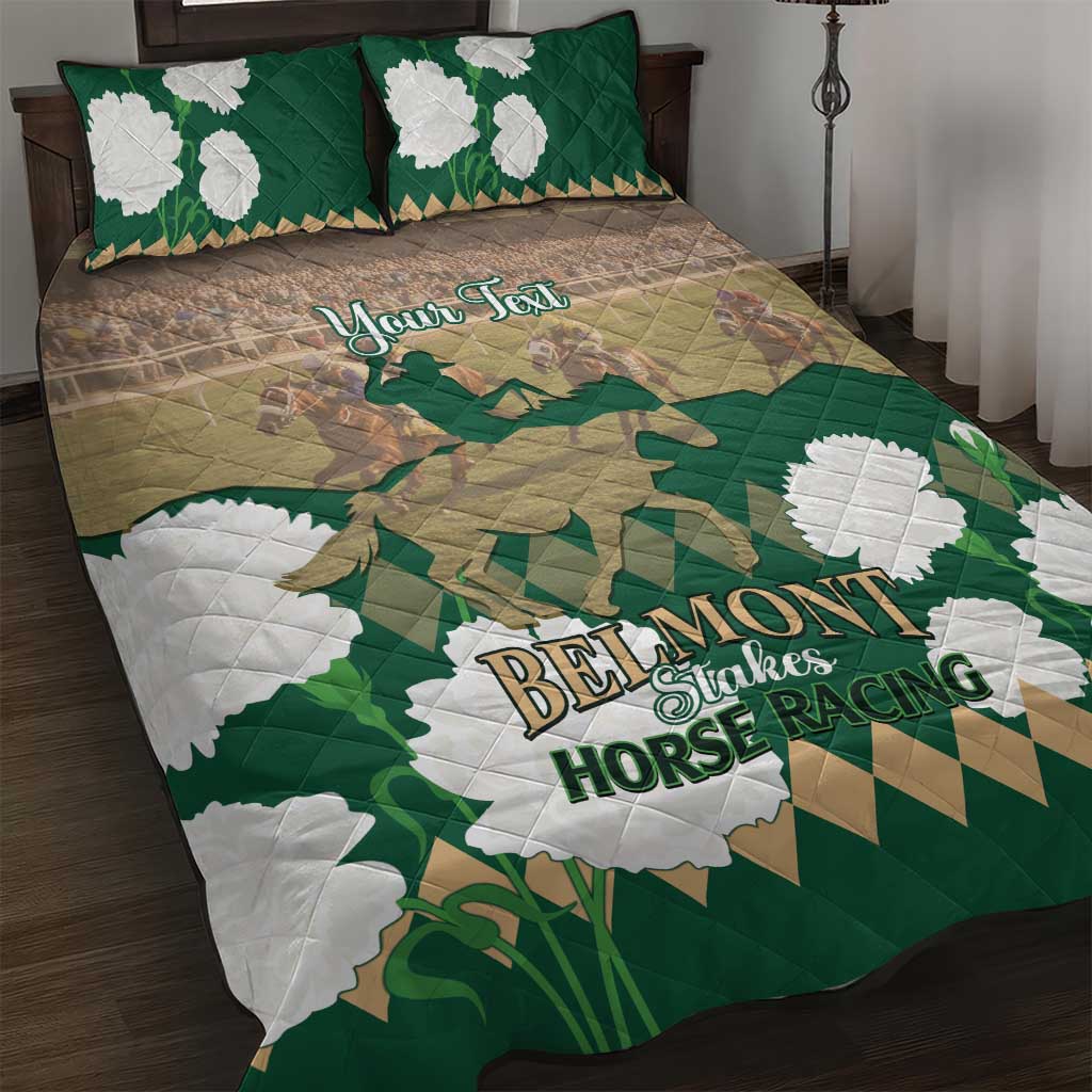 Personalized Belmont Horse Racing Quilt Bed Set 157th Anniversary Run For The Carnations