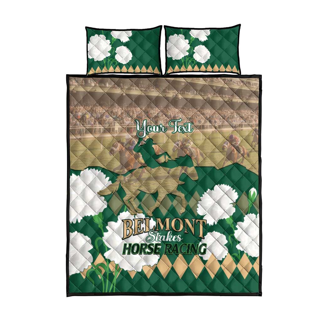 Personalized Belmont Horse Racing Quilt Bed Set 157th Anniversary Run For The Carnations