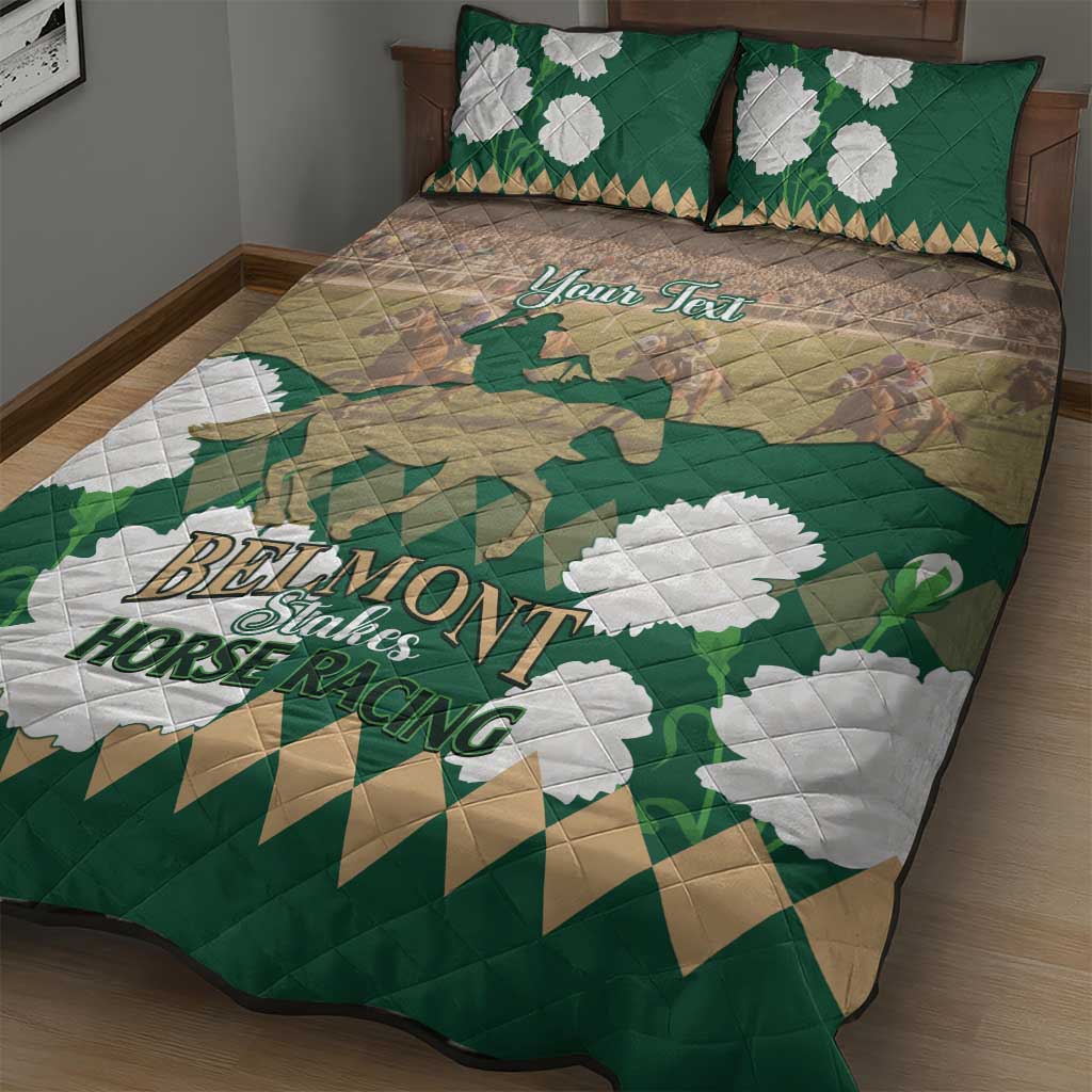 Personalized Belmont Horse Racing Quilt Bed Set 157th Anniversary Run For The Carnations
