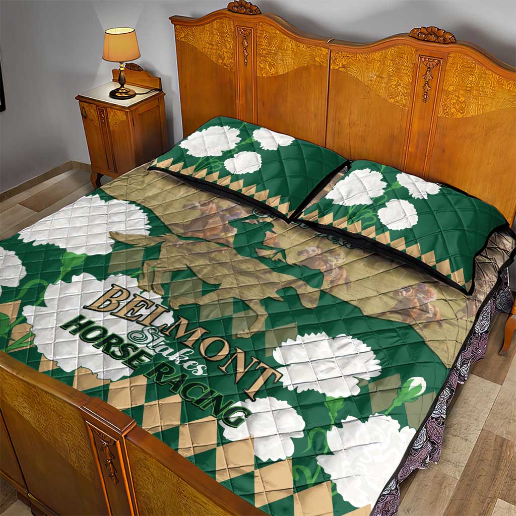Personalized Belmont Horse Racing Quilt Bed Set 157th Anniversary Run For The Carnations