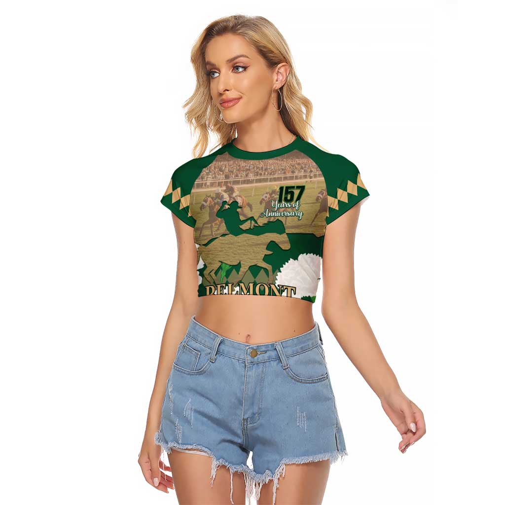 Personalized Belmont Horse Racing Raglan Cropped T Shirt 157th Anniversary Run For The Carnations