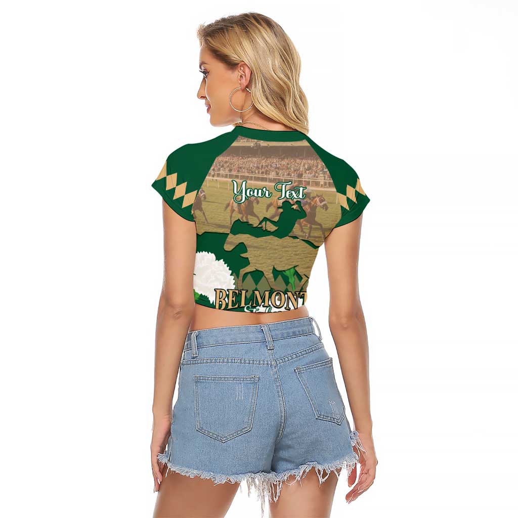 Personalized Belmont Horse Racing Raglan Cropped T Shirt 157th Anniversary Run For The Carnations