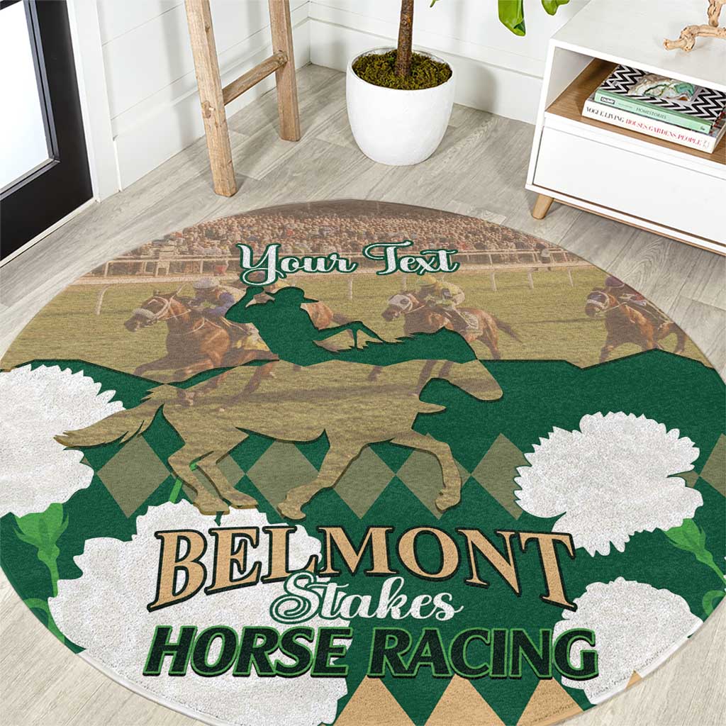Personalized Belmont Horse Racing Round Carpet 157th Anniversary Run For The Carnations