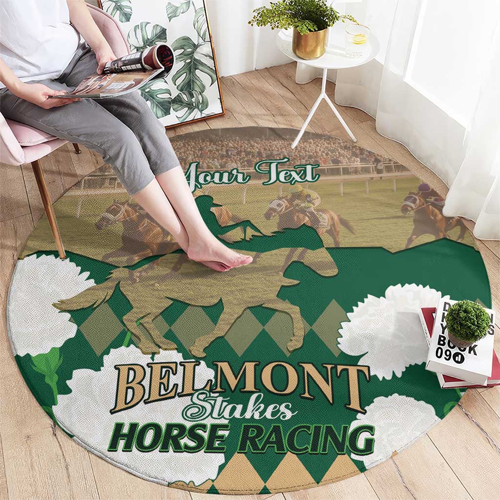Personalized Belmont Horse Racing Round Carpet 157th Anniversary Run For The Carnations