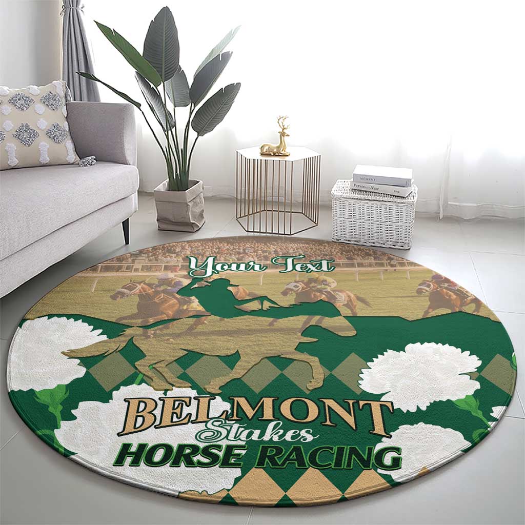 Personalized Belmont Horse Racing Round Carpet 157th Anniversary Run For The Carnations