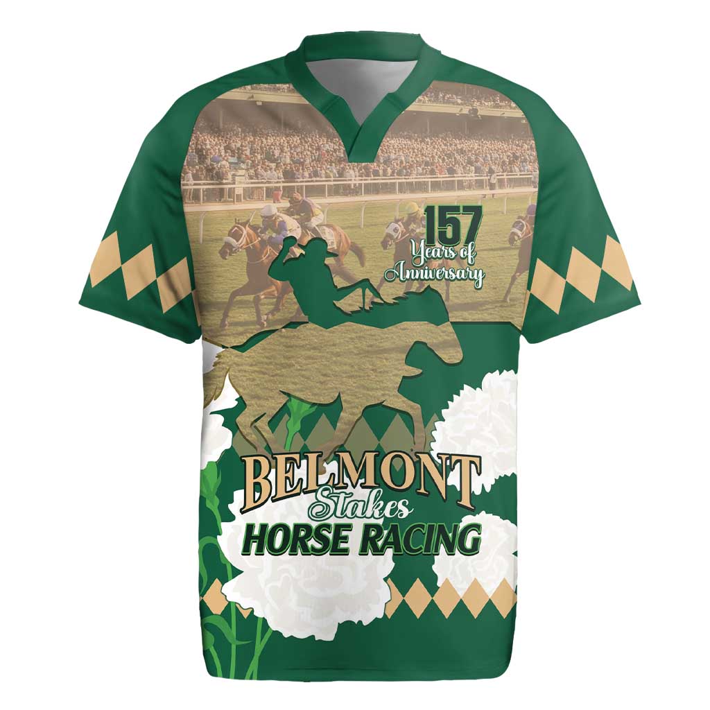 Personalized Belmont Horse Racing Rugby Jersey 157th Anniversary Run For The Carnations