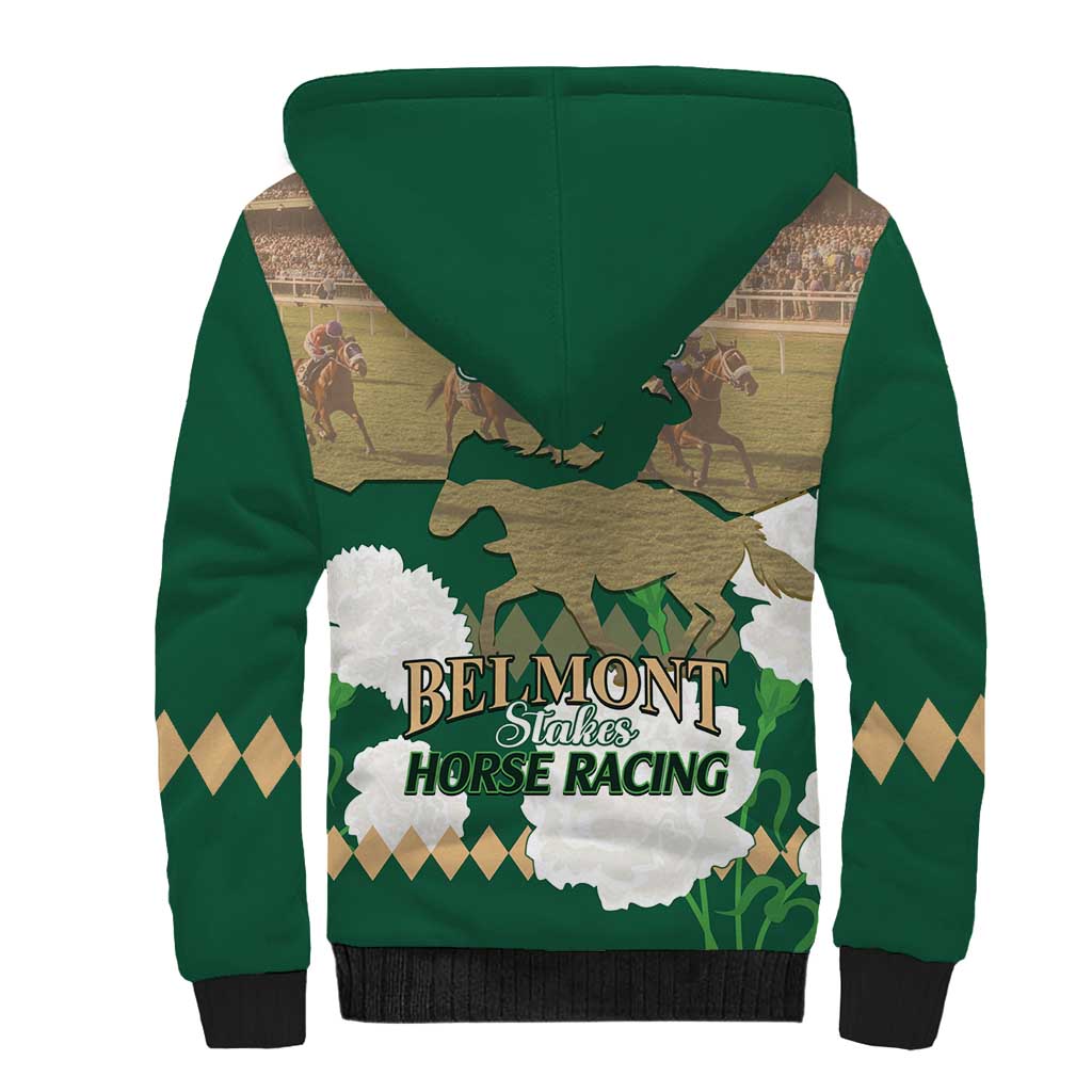 Personalized Belmont Horse Racing Sherpa Hoodie 157th Anniversary Run For The Carnations