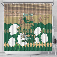Personalized Belmont Horse Racing Shower Curtain 157th Anniversary Run For The Carnations