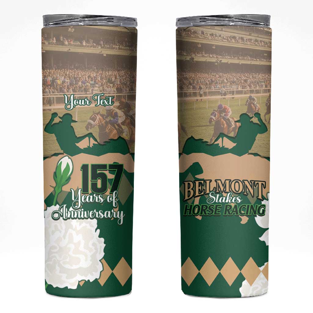 Personalized Belmont Horse Racing Skinny Tumbler 157th Anniversary Run For The Carnations