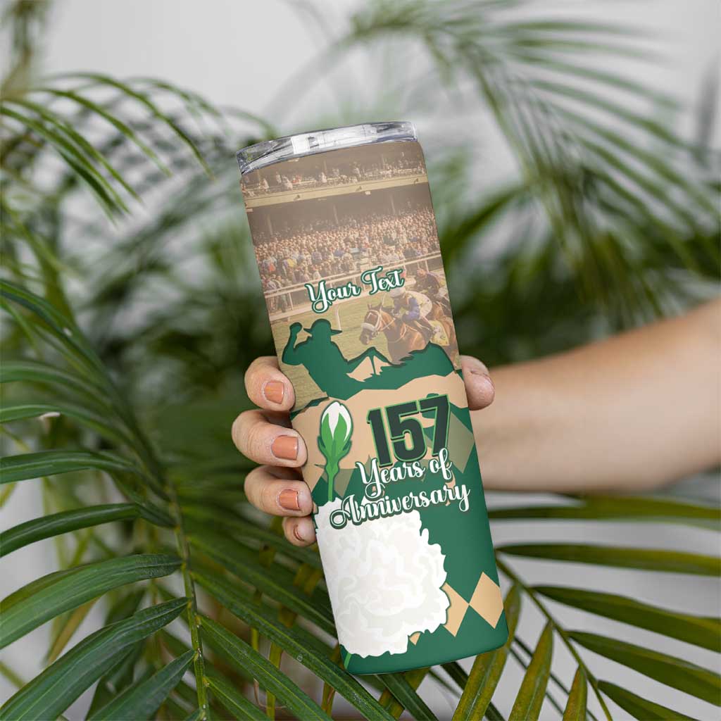 Personalized Belmont Horse Racing Skinny Tumbler 157th Anniversary Run For The Carnations