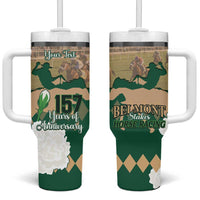 Personalized Belmont Horse Racing Tumbler With Handle 157th Anniversary Run For The Carnations