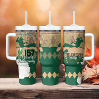 Personalized Belmont Horse Racing Tumbler With Handle 157th Anniversary Run For The Carnations
