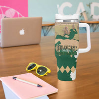 Personalized Belmont Horse Racing Tumbler With Handle 157th Anniversary Run For The Carnations