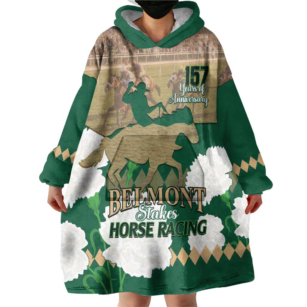 Personalized Belmont Horse Racing Wearable Blanket Hoodie 157th Anniversary Run For The Carnations