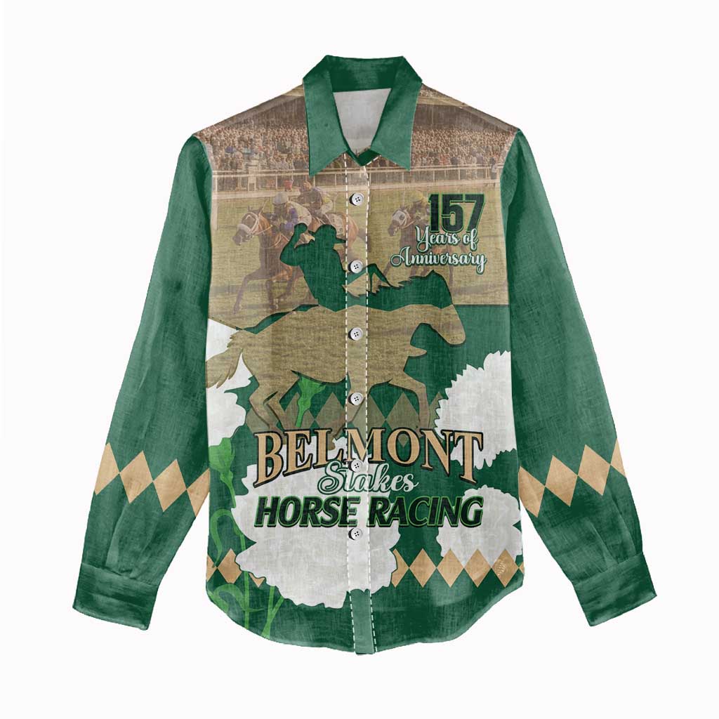 Personalized Belmont Horse Racing Women Casual Shirt 157th Anniversary Run For The Carnations