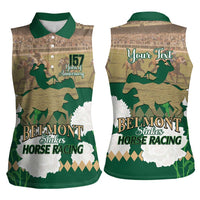 Personalized Belmont Horse Racing Women Sleeveless Polo Shirt 157th Anniversary Run For The Carnations