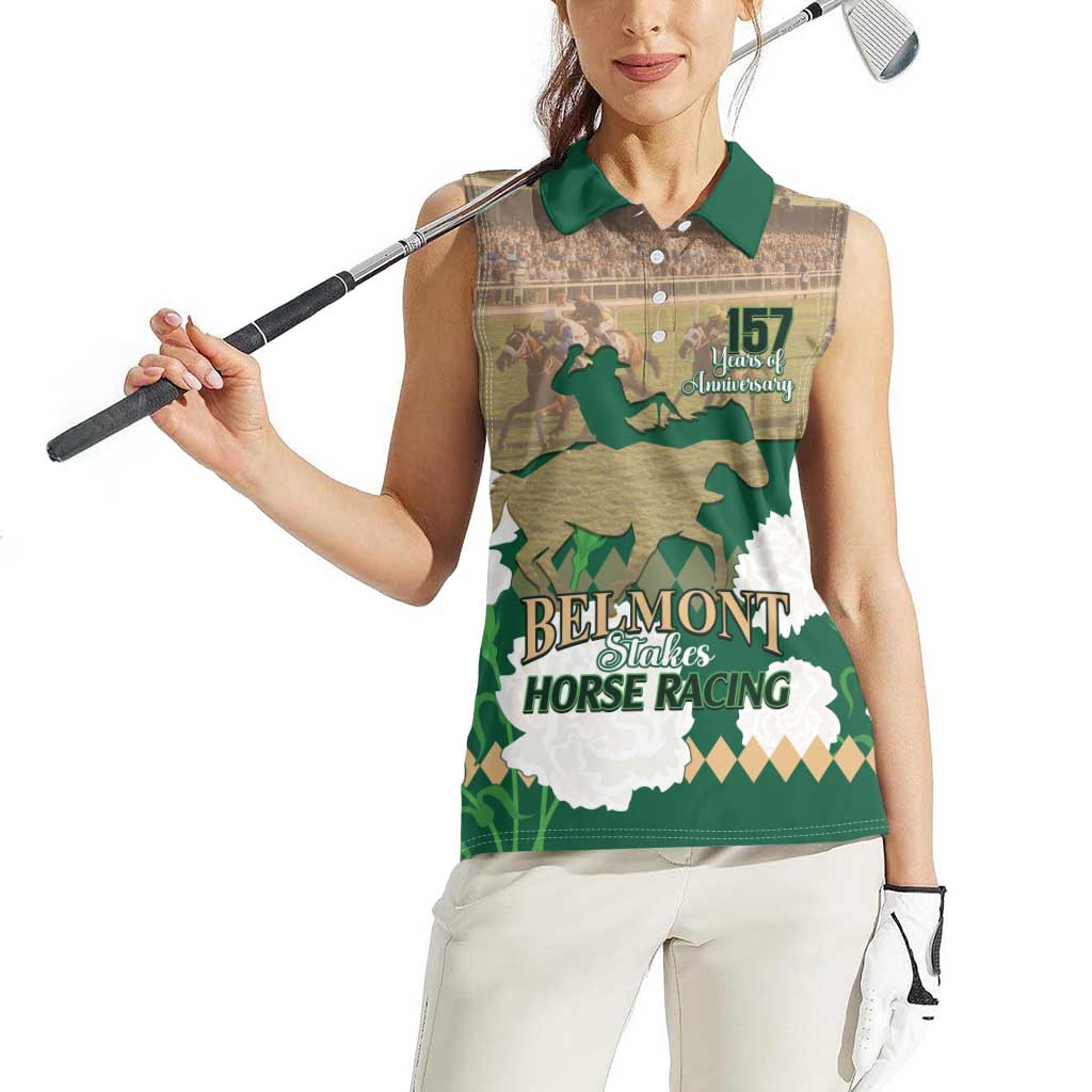 Personalized Belmont Horse Racing Women Sleeveless Polo Shirt 157th Anniversary Run For The Carnations