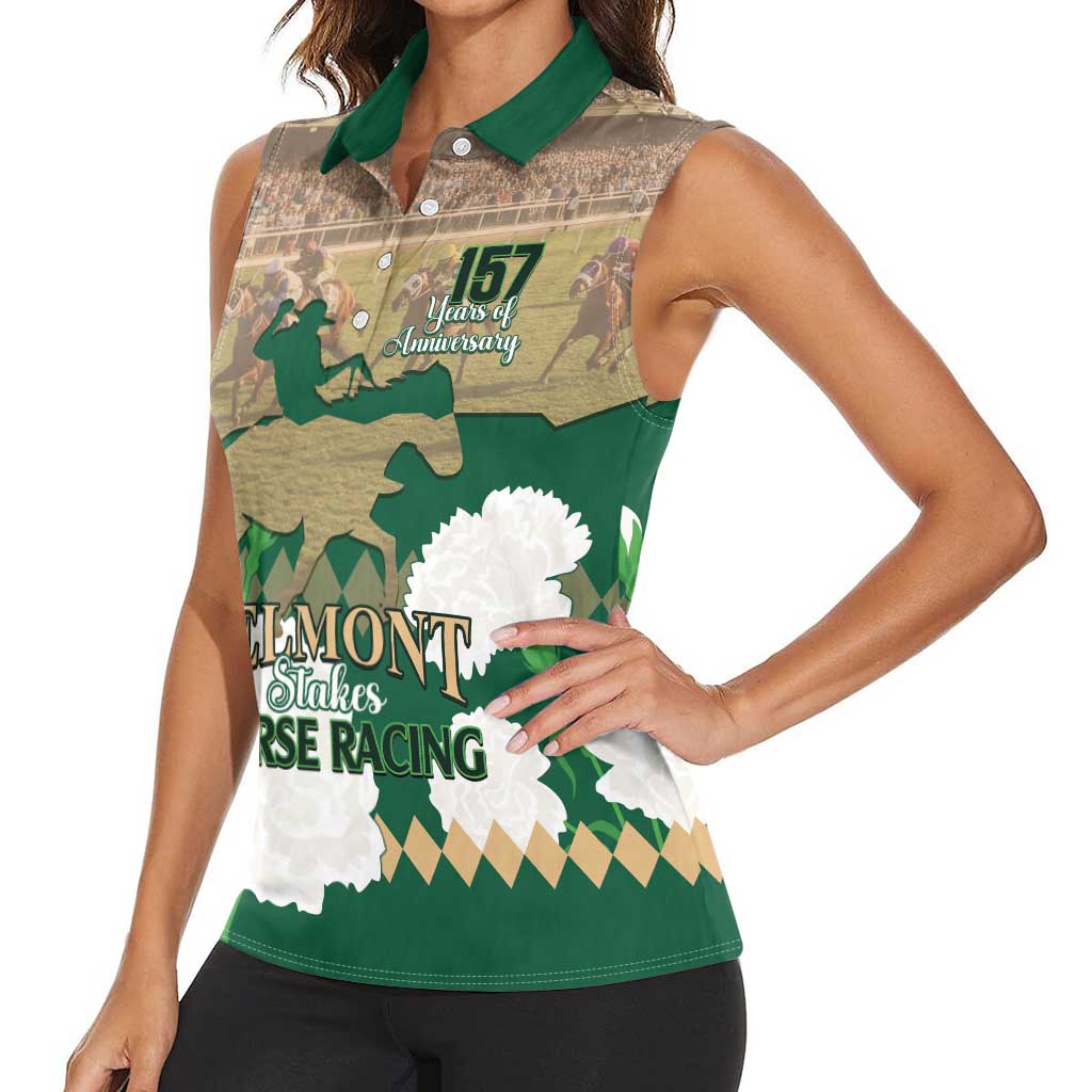 Personalized Belmont Horse Racing Women Sleeveless Polo Shirt 157th Anniversary Run For The Carnations