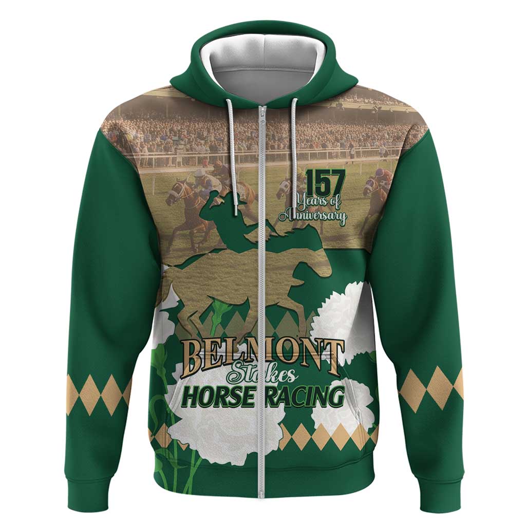 Personalized Belmont Horse Racing Zip Hoodie 157th Anniversary Run For The Carnations