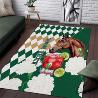 Personalized Belmont Horse Racing Area Rug Jewel Cocktail With White Carnations