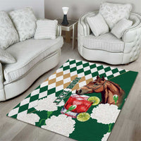 Personalized Belmont Horse Racing Area Rug Jewel Cocktail With White Carnations