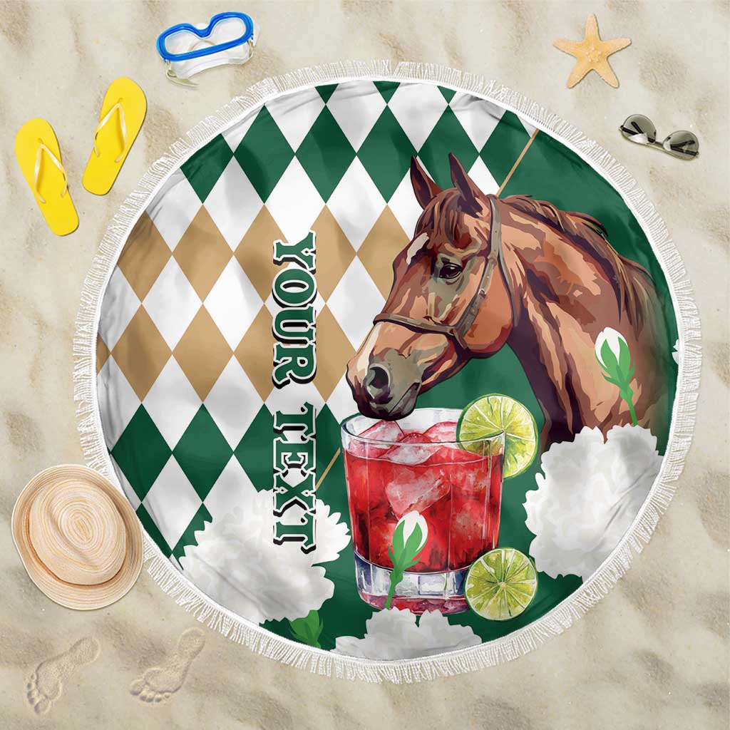 Personalized Belmont Horse Racing Beach Blanket Jewel Cocktail With White Carnations